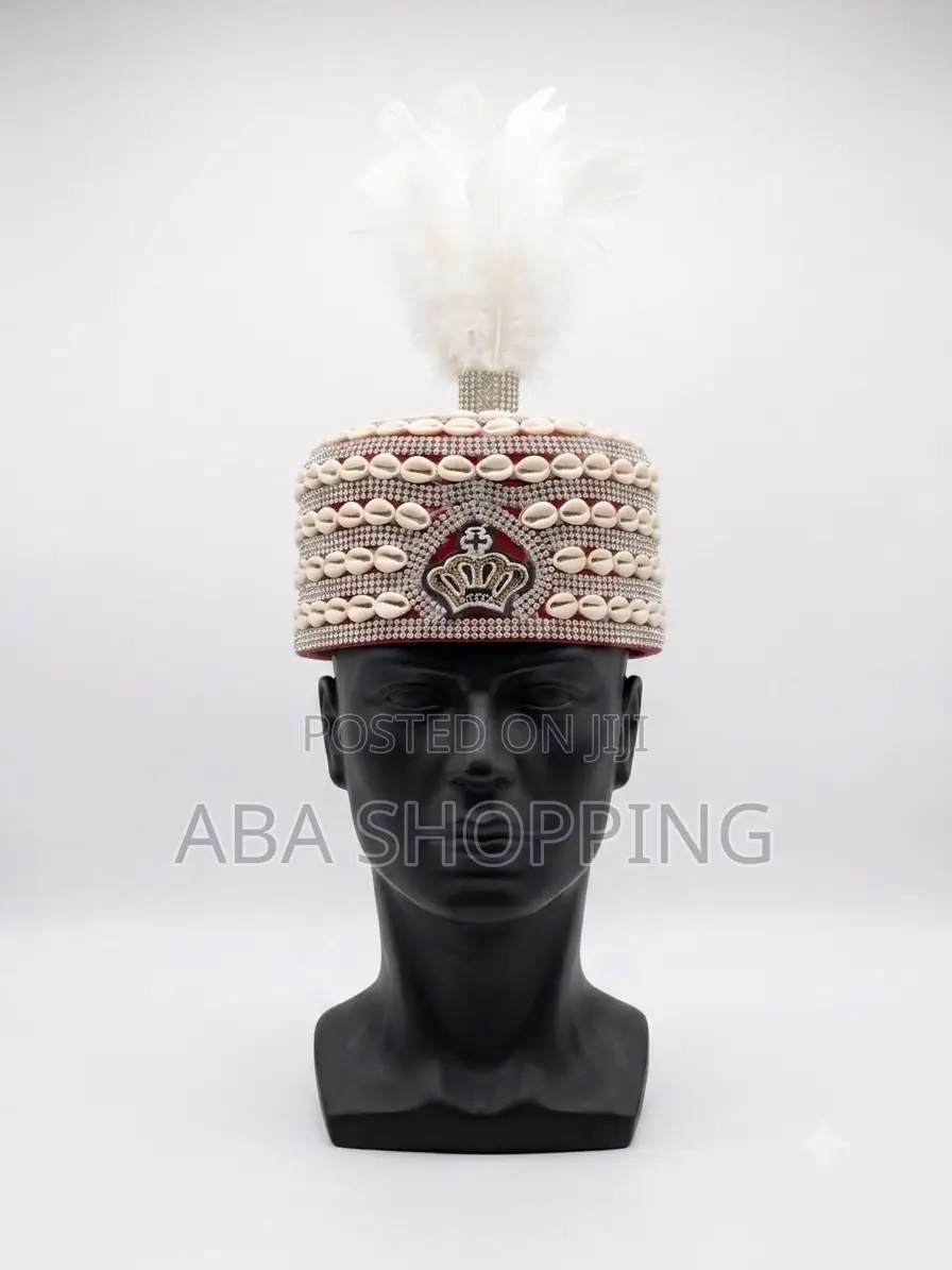 Traditional Cowries Beaded Feather Cap