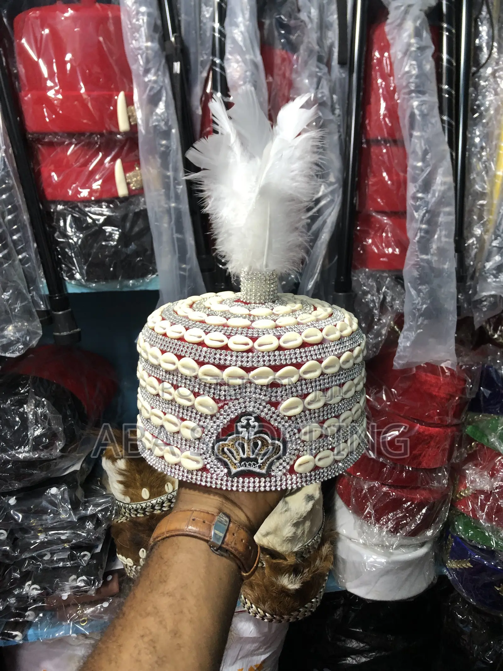 Traditional Cowries Beaded Feather Cap