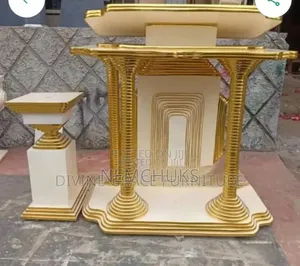 Wooden Pulpit With 2 Flower Vases