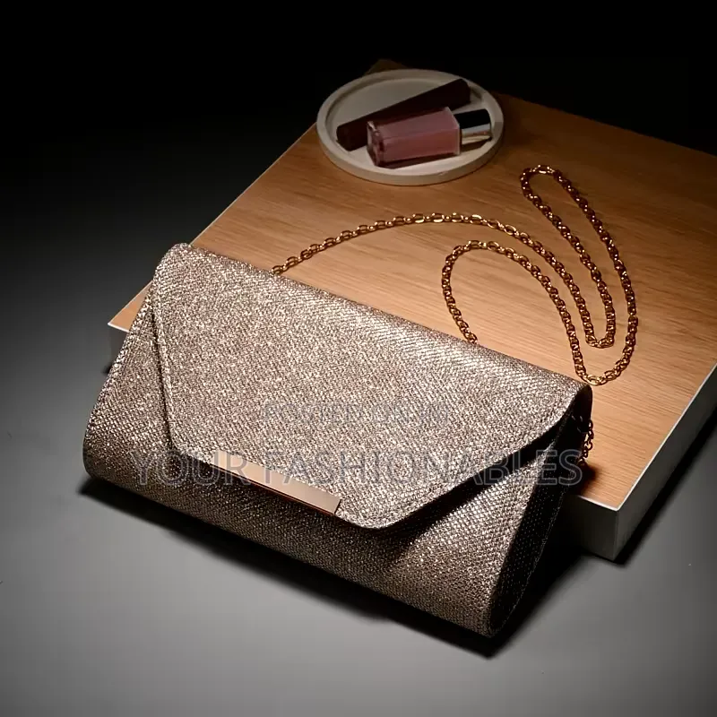 Glitter Gold Envelope Clutch Purse