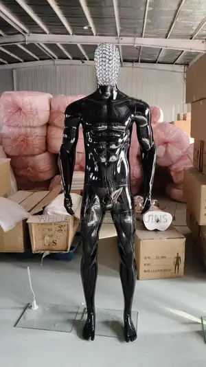 Dimkpa Glossy Black Muscular Diamond Studded Wire Mesh Male Mannequin