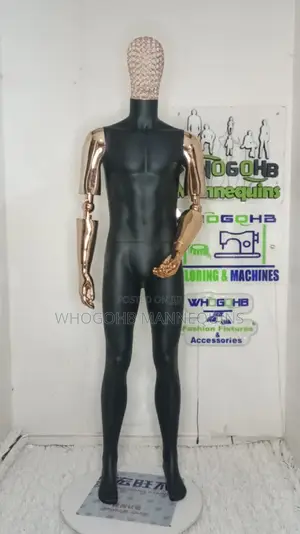 Prosthetic Adjustable Hands Black Rose Male Mannequin With Net Head