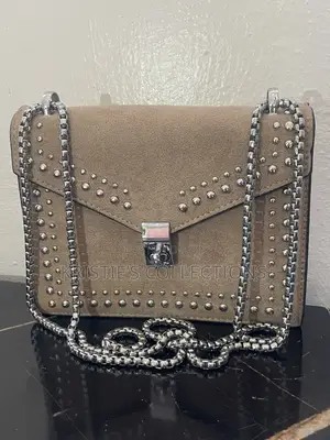 Nude Suede Bag With Shiny Studs