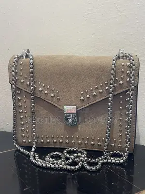 Nude Suede Bag With Shiny Studs