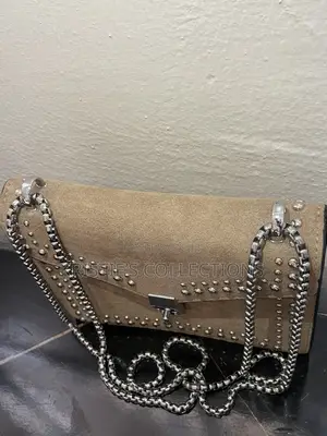 Nude Suede Bag With Shiny Studs