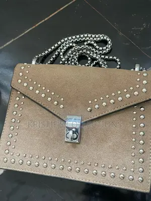 Nude Suede Bag With Shiny Studs