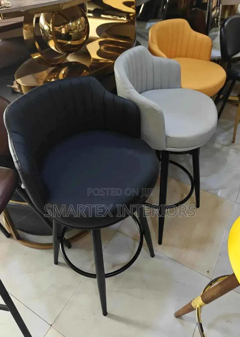 Classic Leather Iron Leg Barstool
