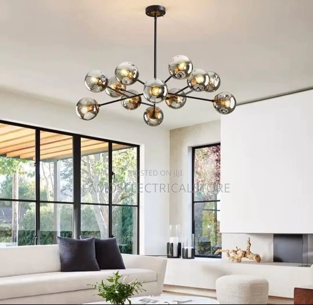 12-Globe Smoky Molecular Chandelier