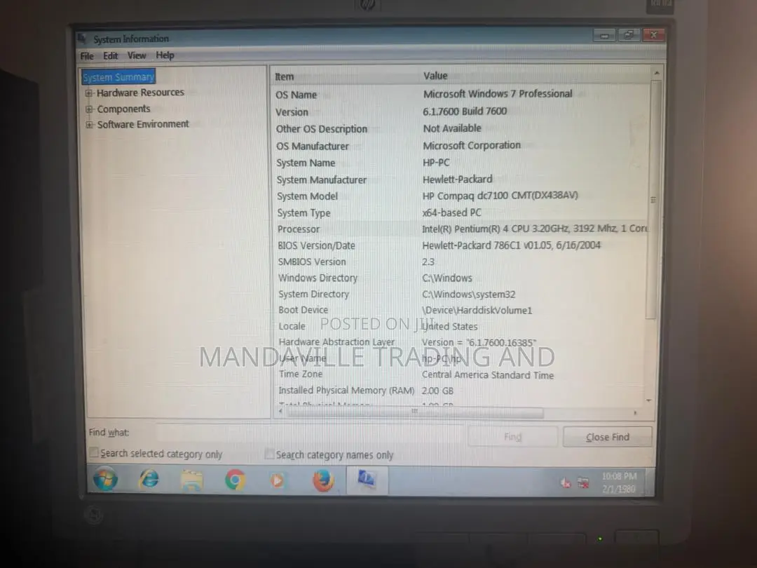 Desktop Computer HP 2GB Intel Pentium HDD 72GB