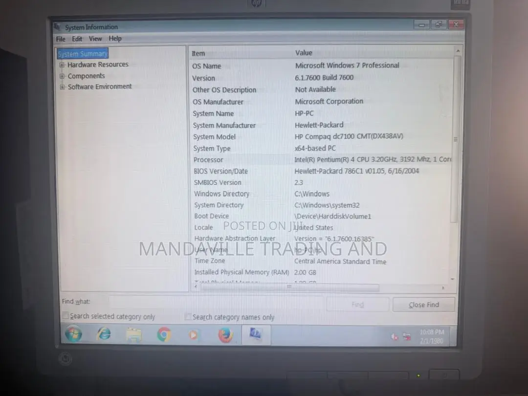 Desktop Computer HP 2GB Intel Pentium HDD 72GB