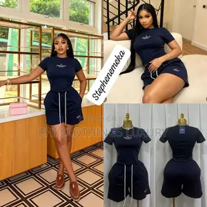 Women’S Casual 2-Piece T-Shirt Shorts Set – Navy Blue
