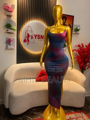 Multi Abstract Print Side Slit Maxi Dress