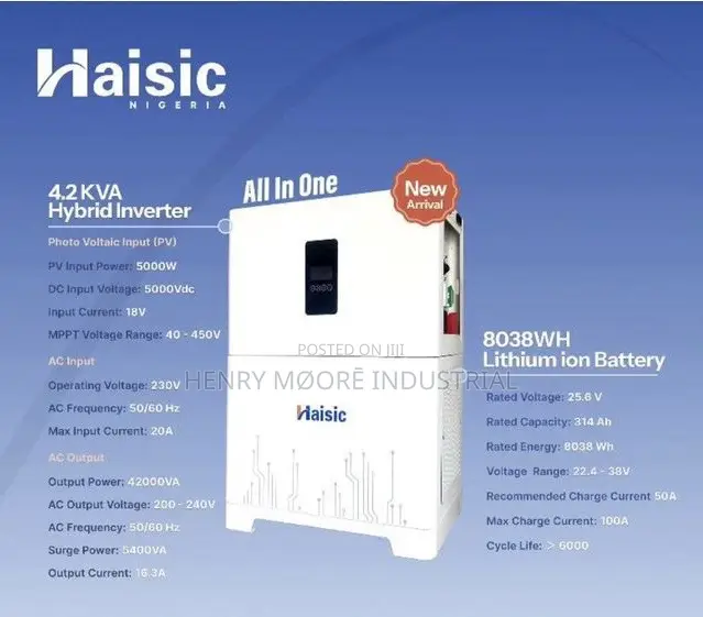 Haisic 4.2kva All-in-One Solar Generator + 8038wh Lithium Battery