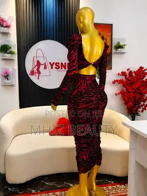 Red Black Ruched Bodycon Midi Dress