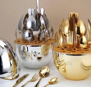 Luxury 24-Piece Egg-Shaped Cutlery Set – Gold Silver Variants