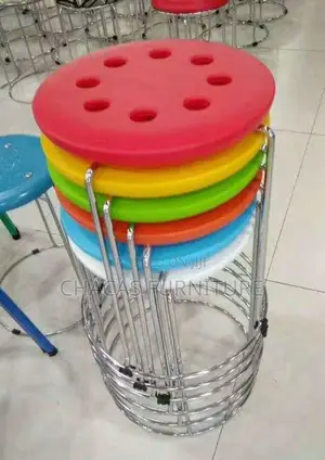 Premium Colorful Stackable Kitchen Stools (Chrome Legs)