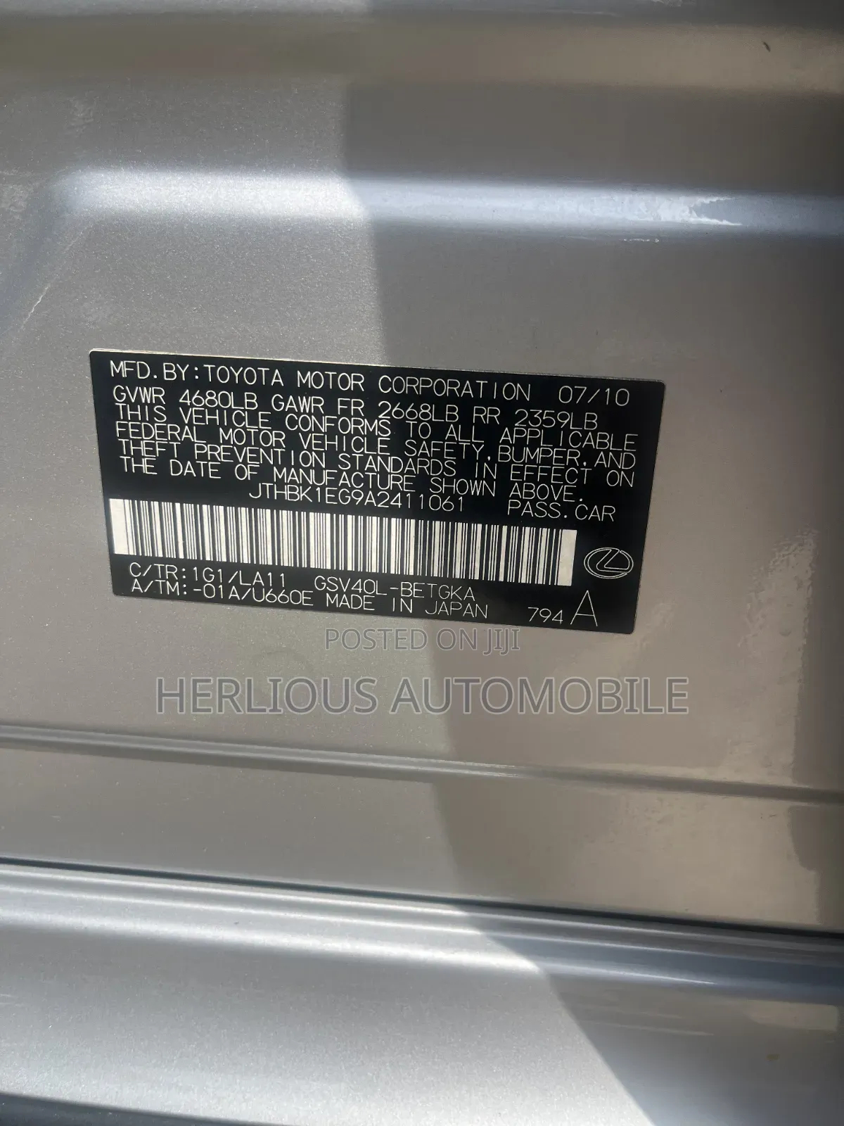 Lexus ES 350 2011 Silver
