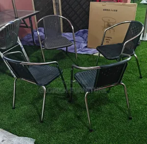 Outdoor Rattan Chrome Armchair – Black Wicker Seat With Steel Frame