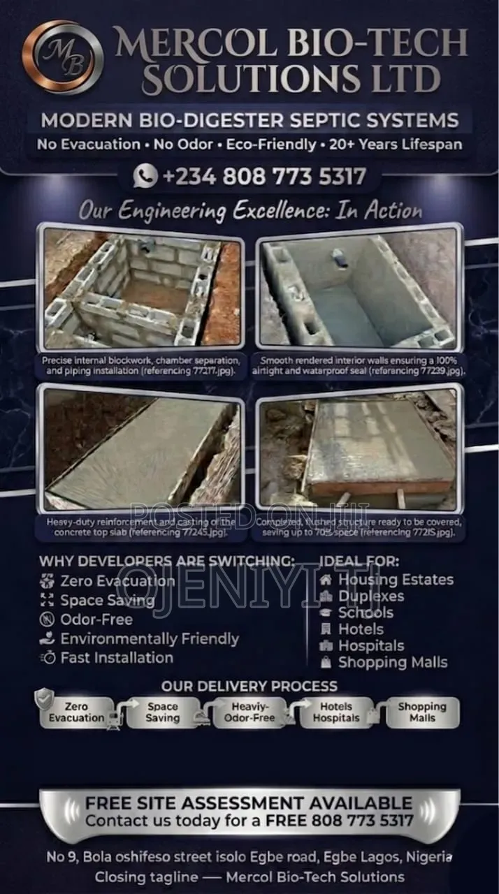 Modern Bio-Digester Sewage System - Zero Evacuation Odor-Free