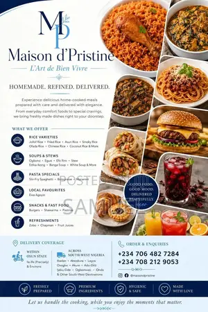 Freshly Cooked Home Made Meals