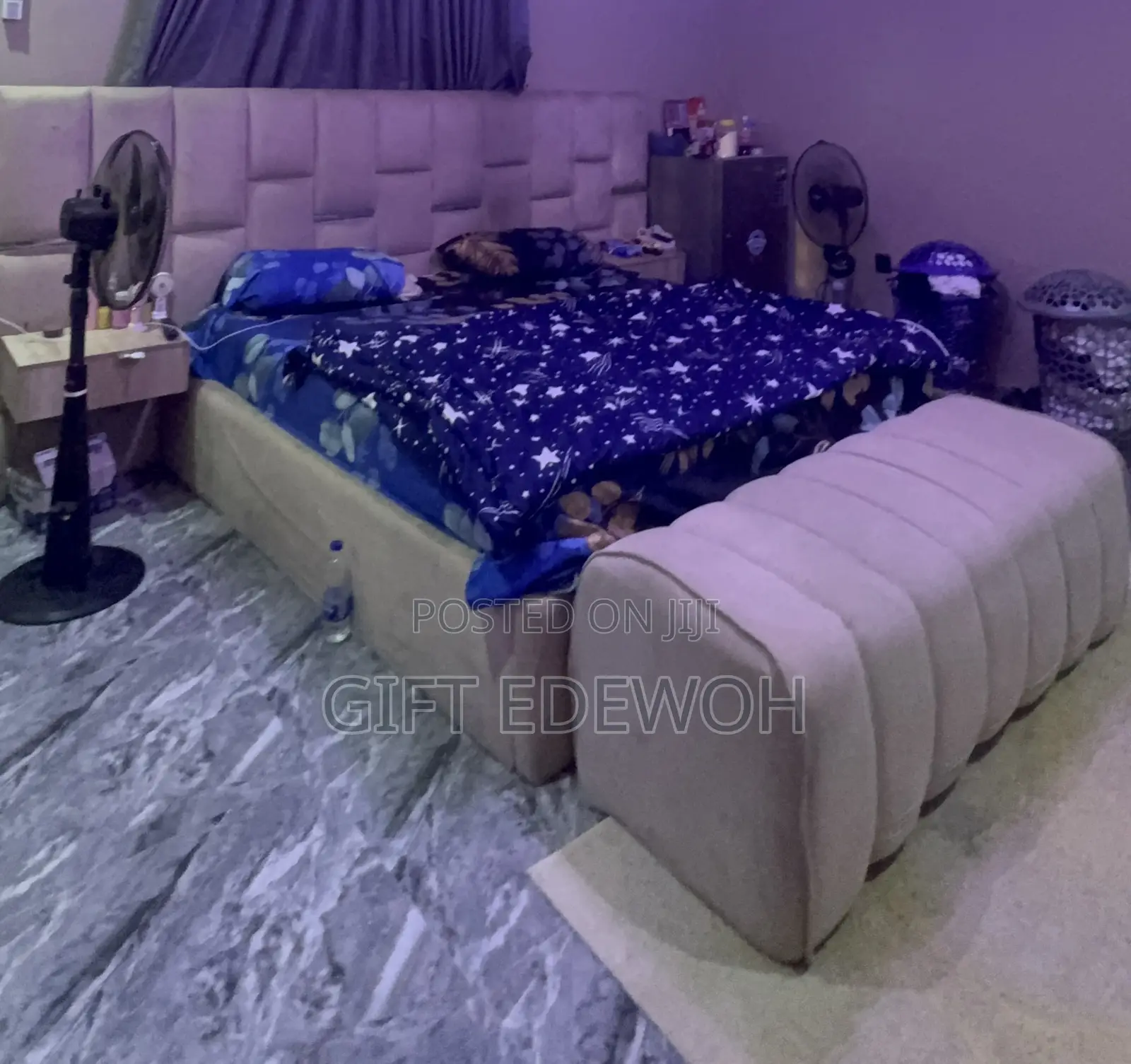 Bed-Frame, Bedside Stool and Side Mirror