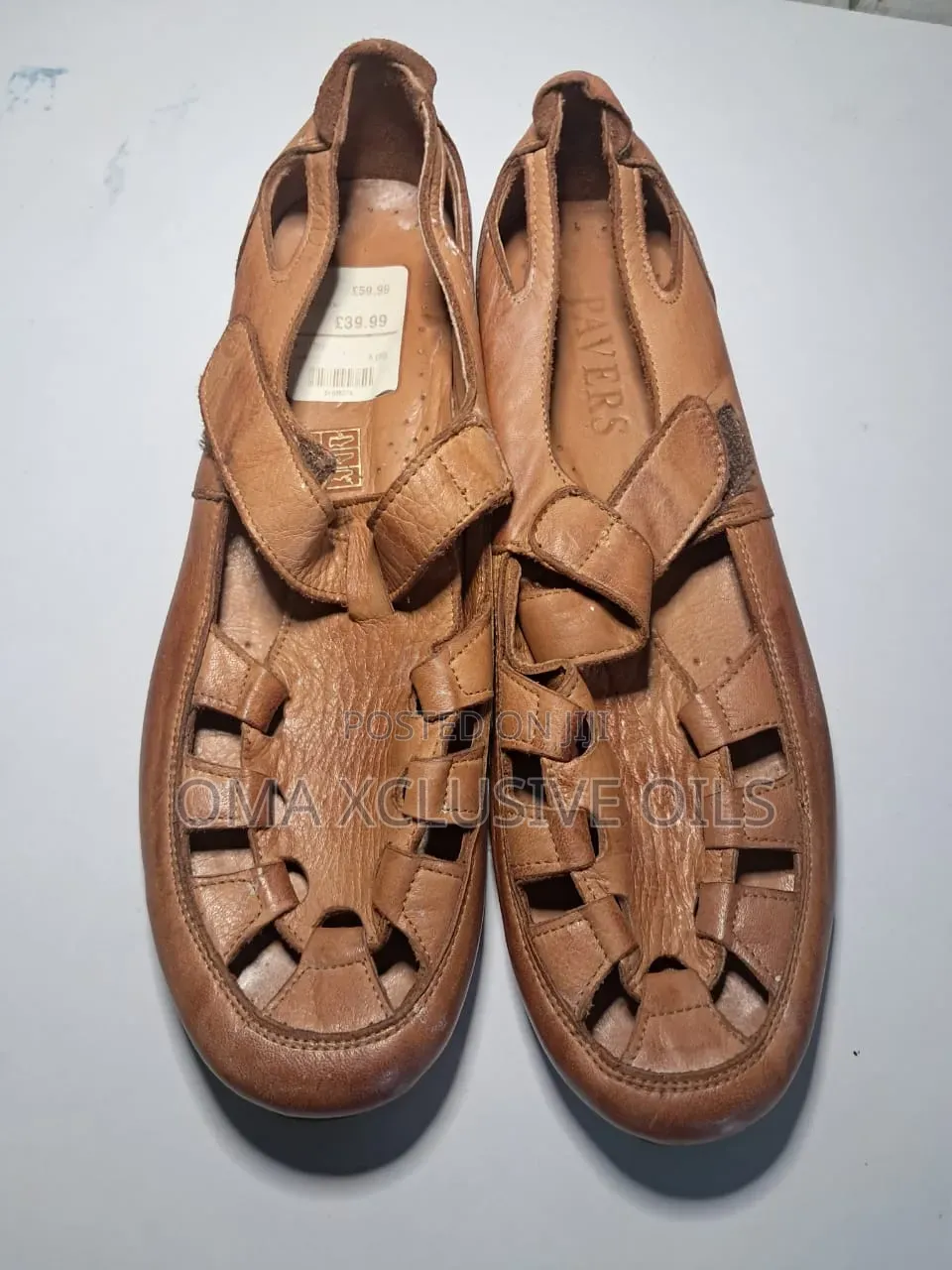 100% Leather Sandals Size 38