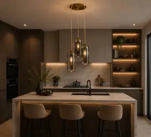Swirling Black and Gold Chandelier