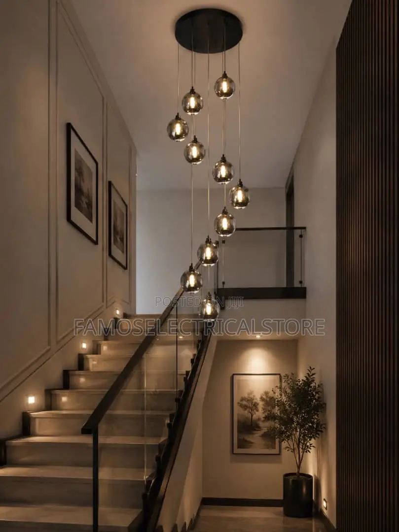 10-Globe Smoky Pendant Chandelier