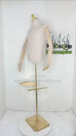 Dick Wooden Half Body Male Dressform Mannequin With Gold Accessories