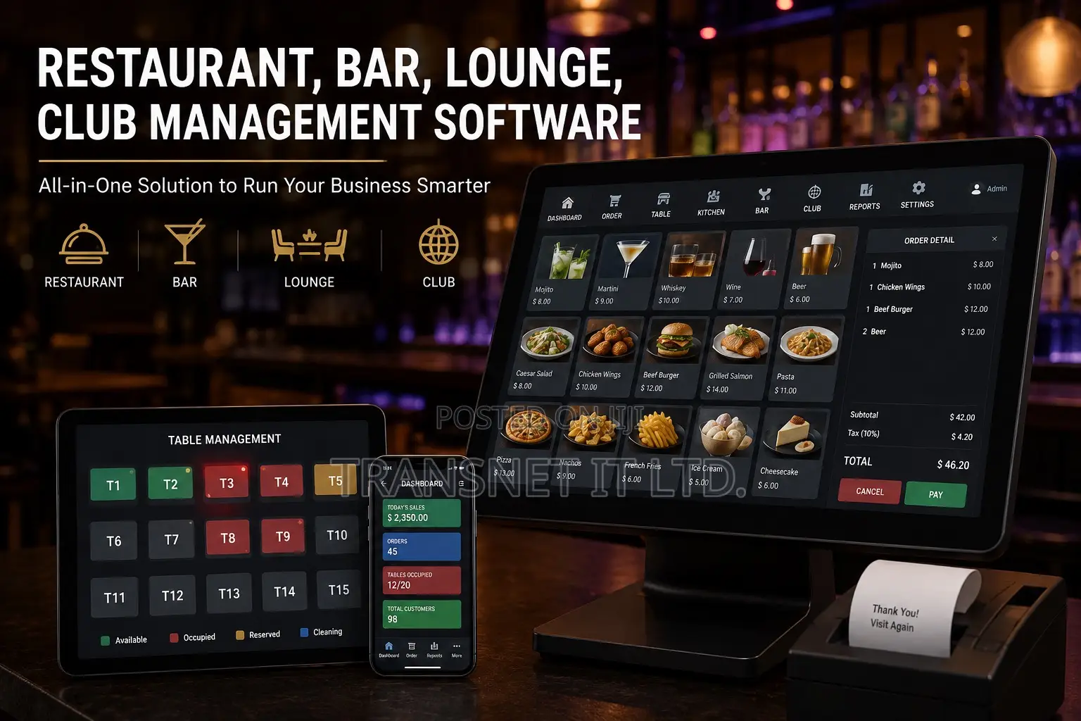 Restaurant, Bar, Lounge, Club Management Software