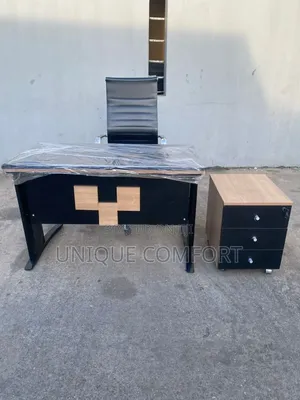 Brand New HDF Office Table With Iron Stand,Side Drawer and Chair