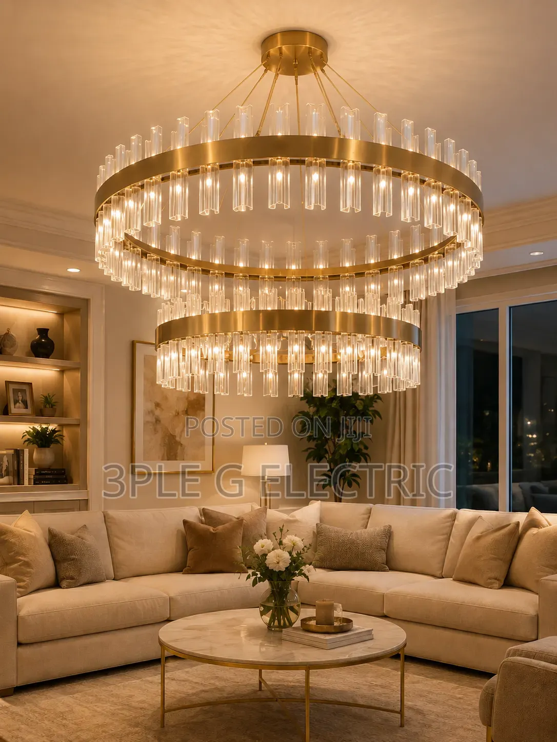 Crystal Body Double Ring Chandelier