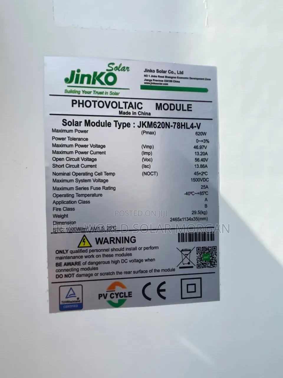 620w Jinko Solar Panel