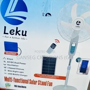 Leku 16"Multi-Functional Solar Fan With Lithium Iron Phosphate Battery
