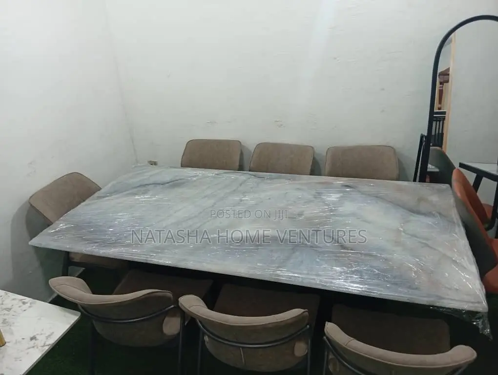 Seater Rectangular Sintered Stone Dining Table Withupholstered Chairs
