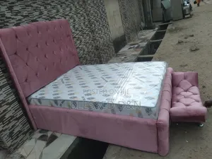 Baby Pink Paded Bed Frame