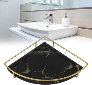 Golden Texture Triangle Bathroom Organizer Tray Atm