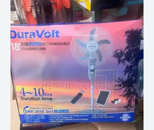Duravolt Rechargeable Fan 18inches With Solar Panel Lithium Battery