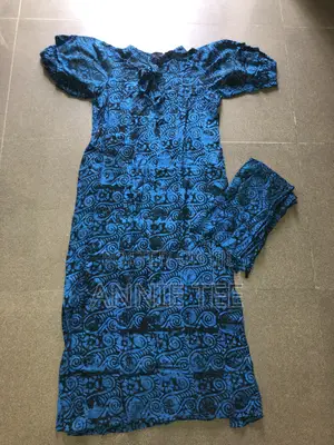 Blue Crepe Adire Dress