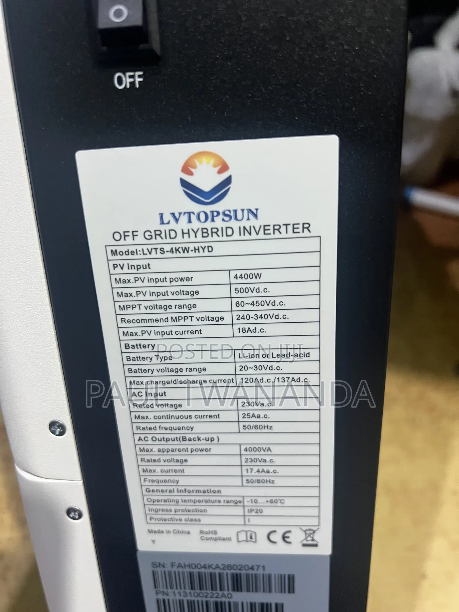 ; Lvtopsun 4kva 24v Hybrid