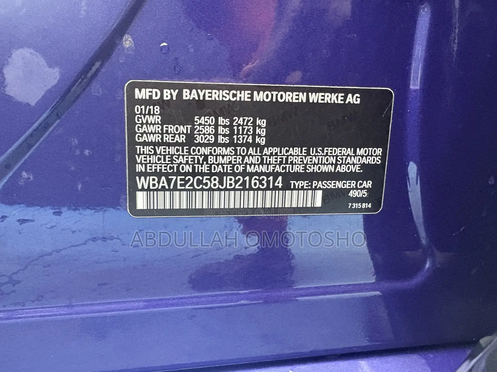 BMW 740 2018 Blue