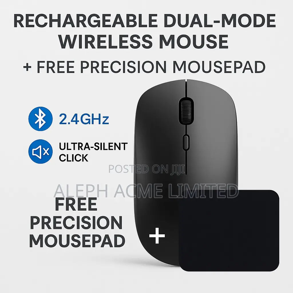 Premium 2.4ghz Rechargeable Wireless Mouse + Free Mousepad
