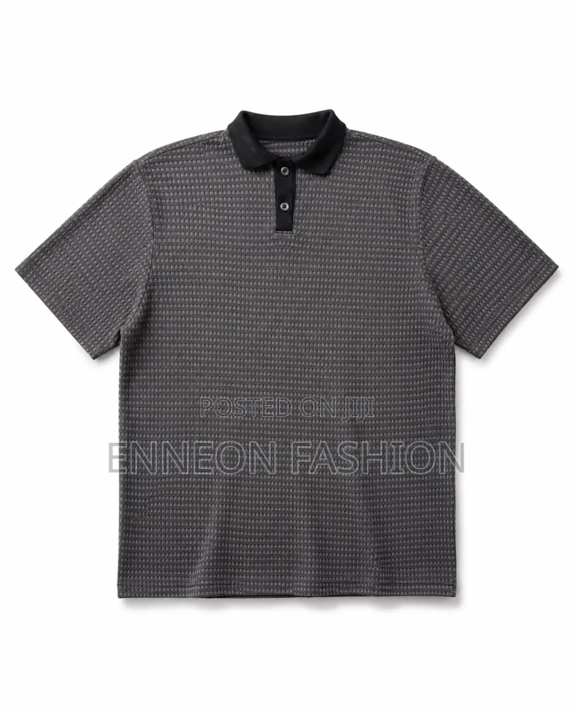 Dark Grey Textured Polo Shirt