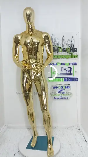 Chrome Gold Faceless Egghead Male Mannequin Chest 40"