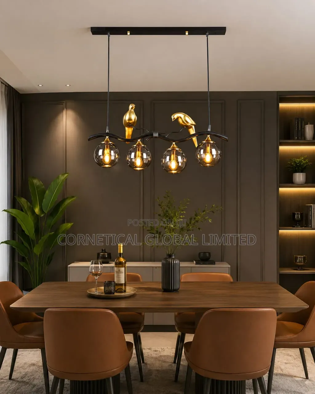 Modern Bird-accent Glass Pendant Chandelier