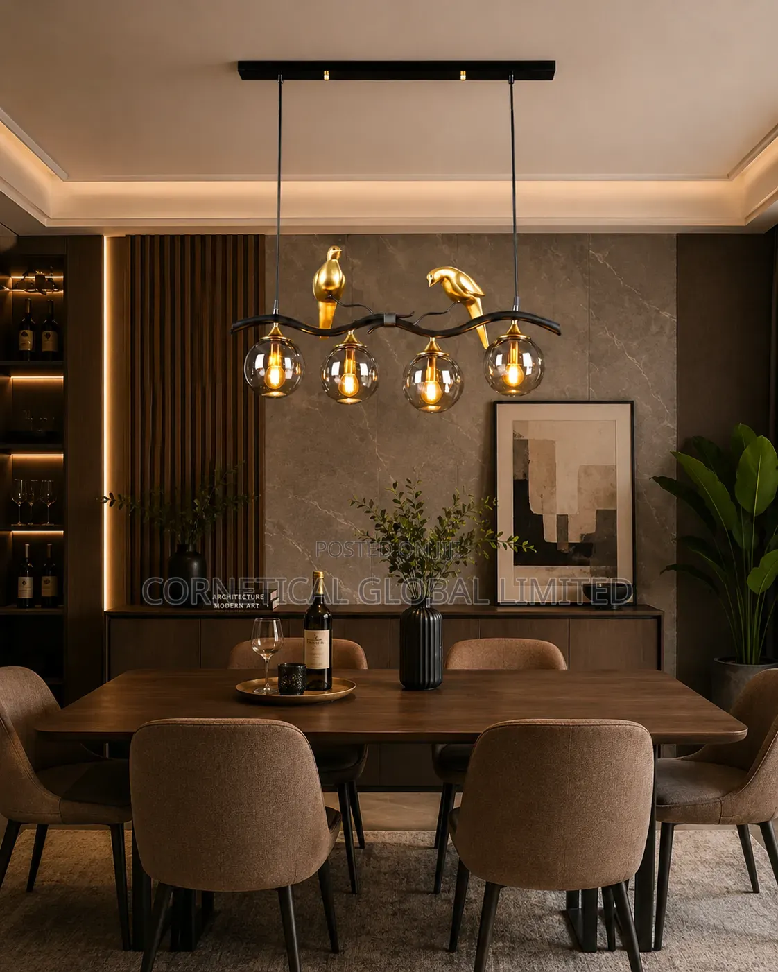 Modern Bird-accent Glass Pendant Chandelier