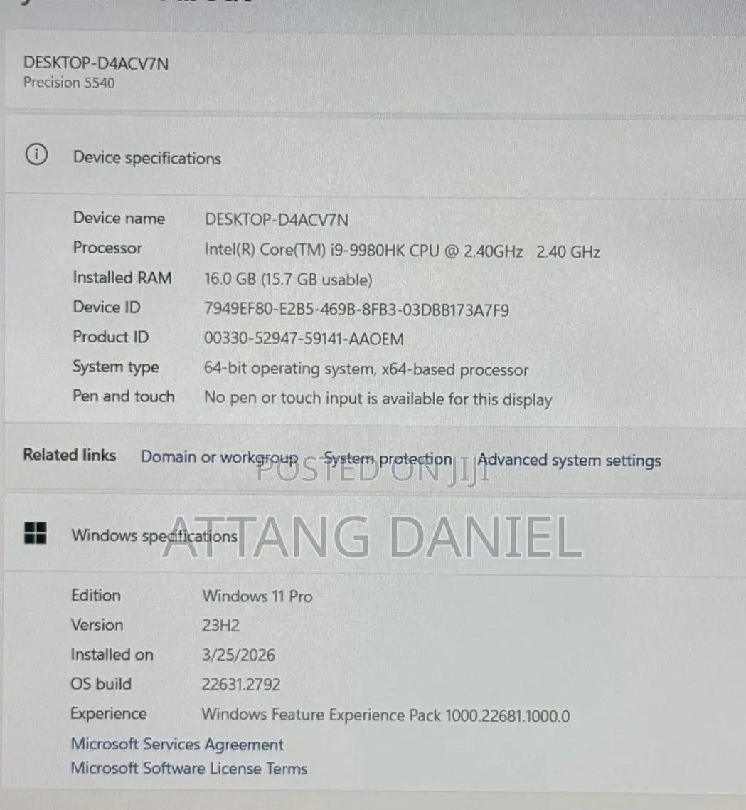 Laptop Dell Precision 5540 16GB Intel Core i9 SSD 512GB