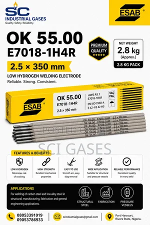 Esab Ok 55.00 E7018-1h4r 2.5×350mm Low Hydrogen Welding Electrodes