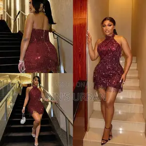 Halter Sequins Fringes Mini Dress