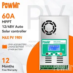 Powmr 60a MPPT Solar Charge Controller 12-48v Max Pv 190vdc